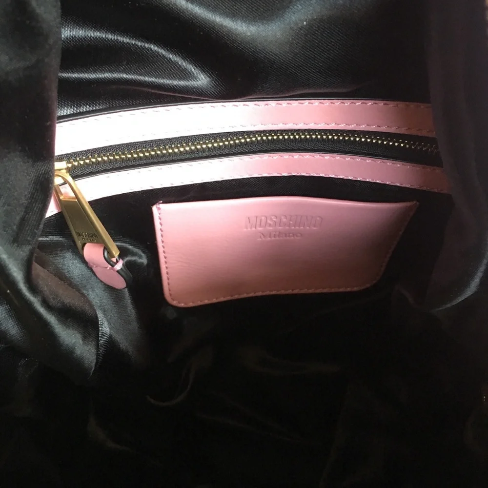 Moschino Pink Quilted Backpack w Logo